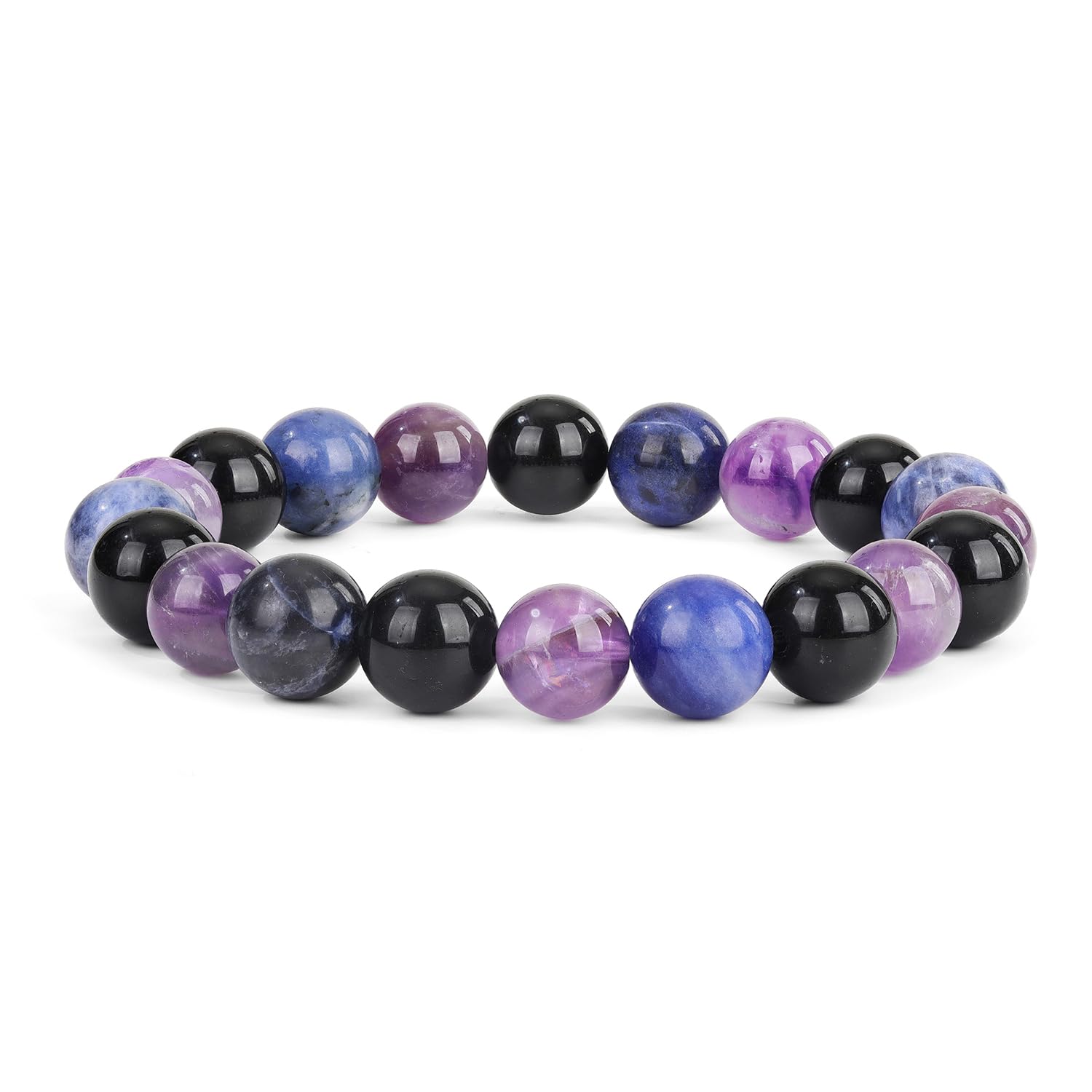 Empowerment Bracelet – Strength & Confidence Bracelet – Amethyst, Black Obsidian & Sodalite Crystal Bracelet - 10mm Beaded Bracelets For Men Women – Adjustable Size