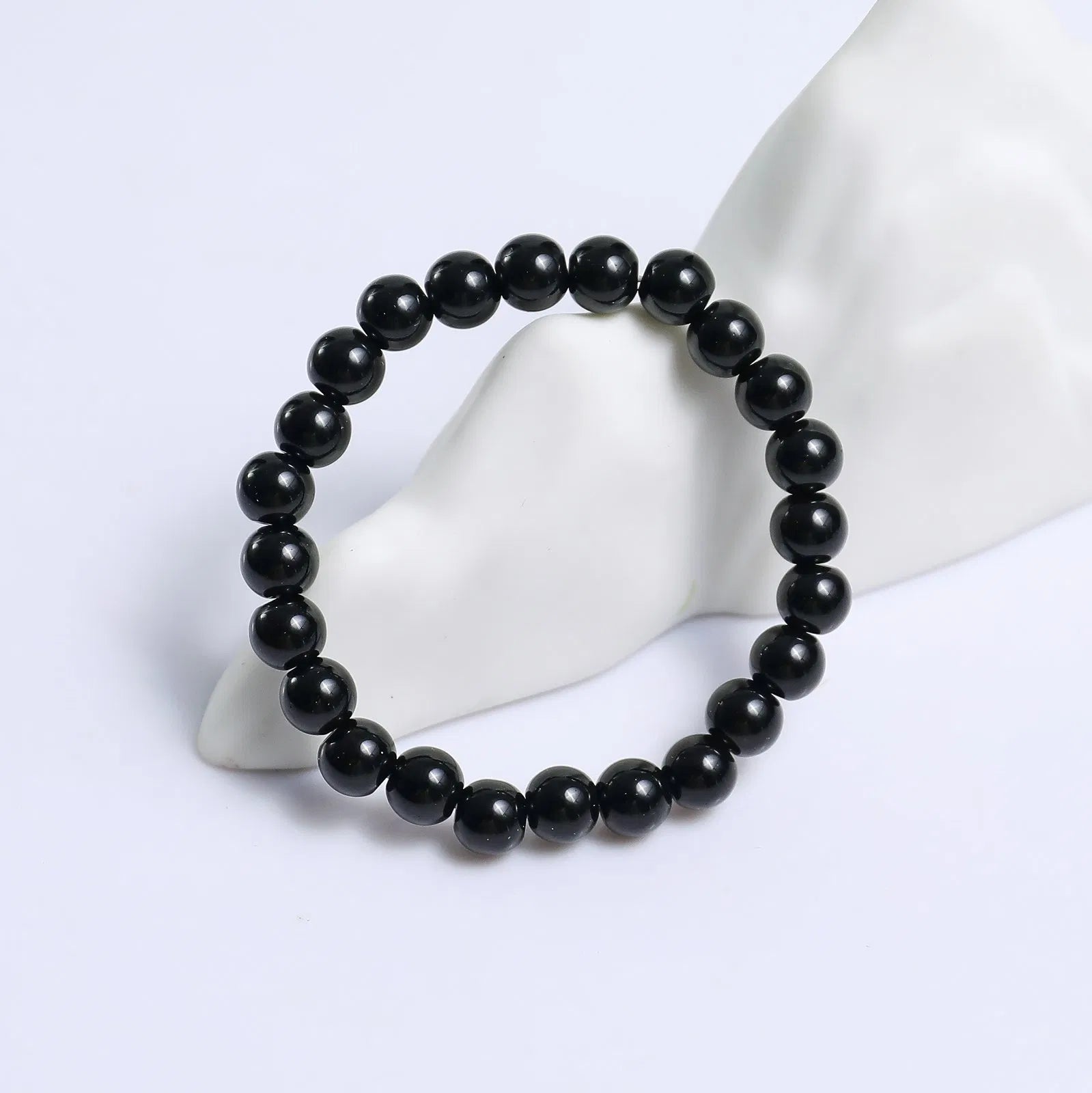 Quartz 8mm Handmade Black Obsidian Gemstone Reiki Healing Crystals Natural Stone Crystal Bracelet with Stretch Beads