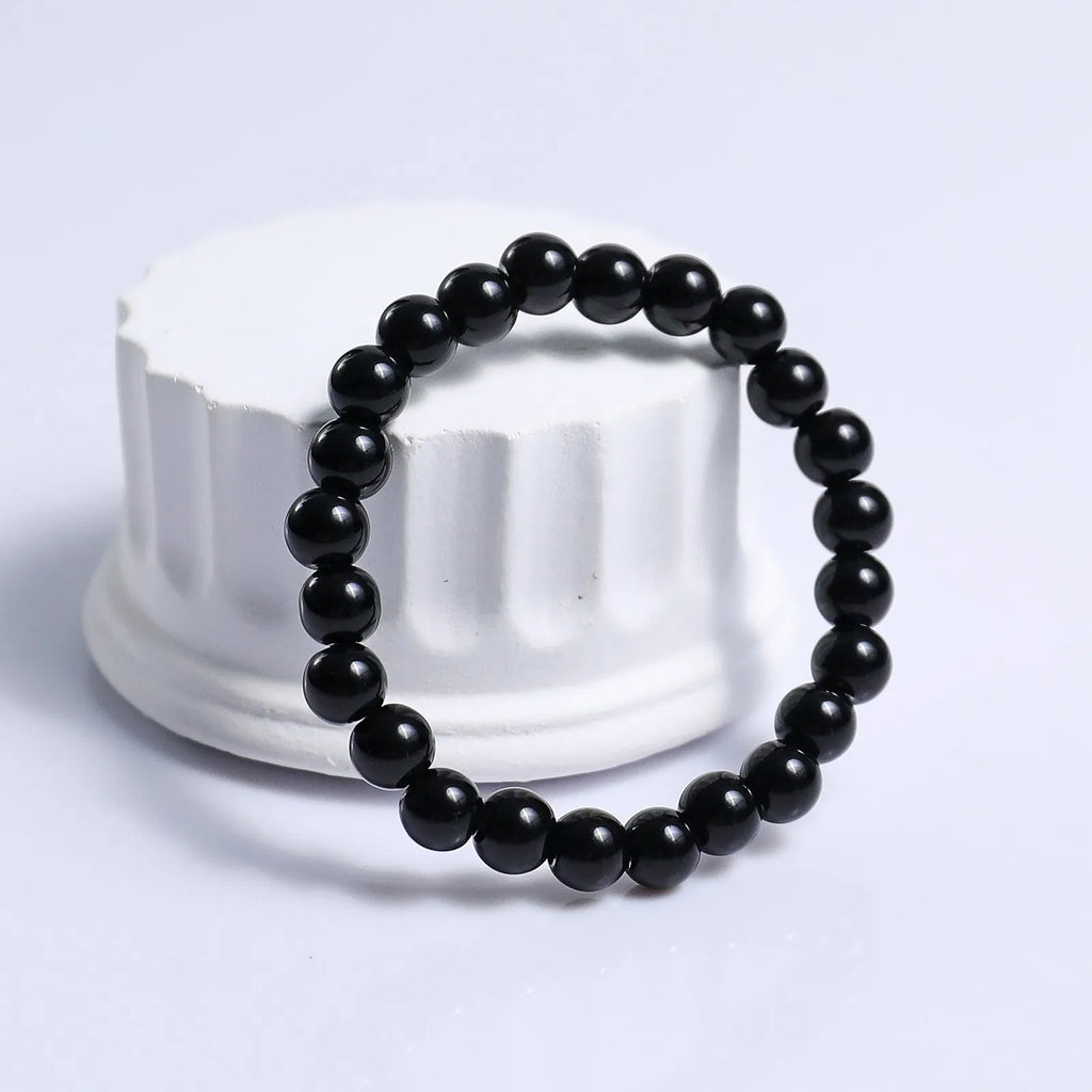 Quartz 8mm Handmade Black Obsidian Gemstone Reiki Healing Crystals Natural Stone Crystal Bracelet with Stretch Beads